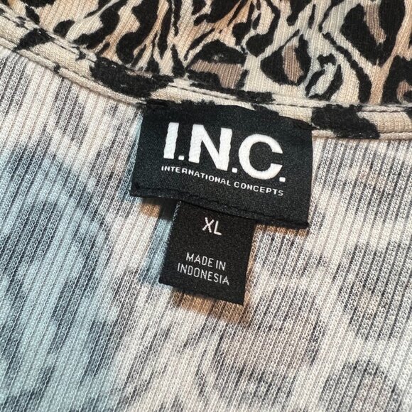 I.N.C. leopard print womens top long sleeve v-neck lightweight XL - Picture 4 of 4